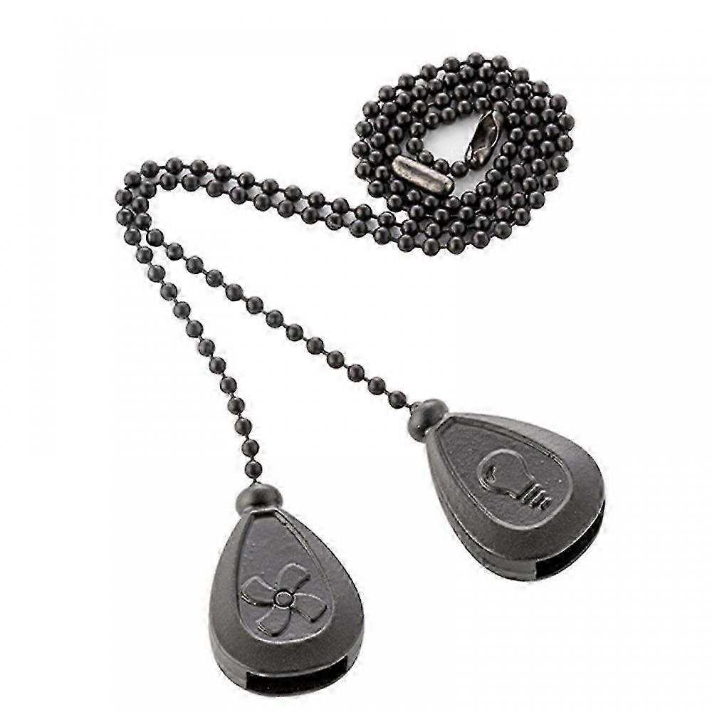 (Black）2pcs Ceiling Fan & Light Pull Chain Extensions Decorative Pendants with Connectors Elegant Ceiling Fan Pull Chains set Black