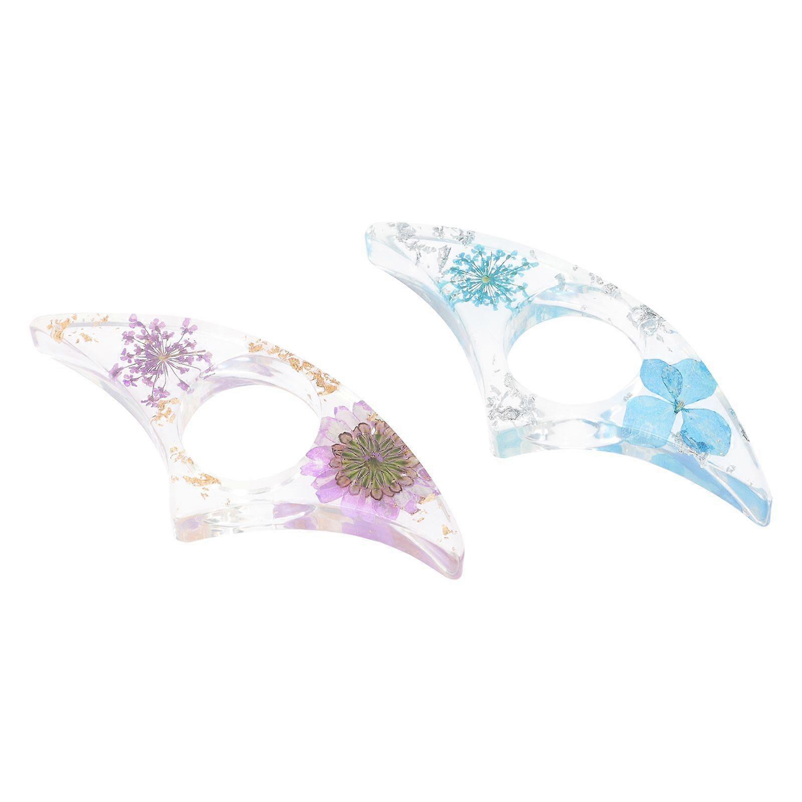 2Pcs Flower Page Spreader Reading Thumb Ring Transparent Page Holder (Random Color)