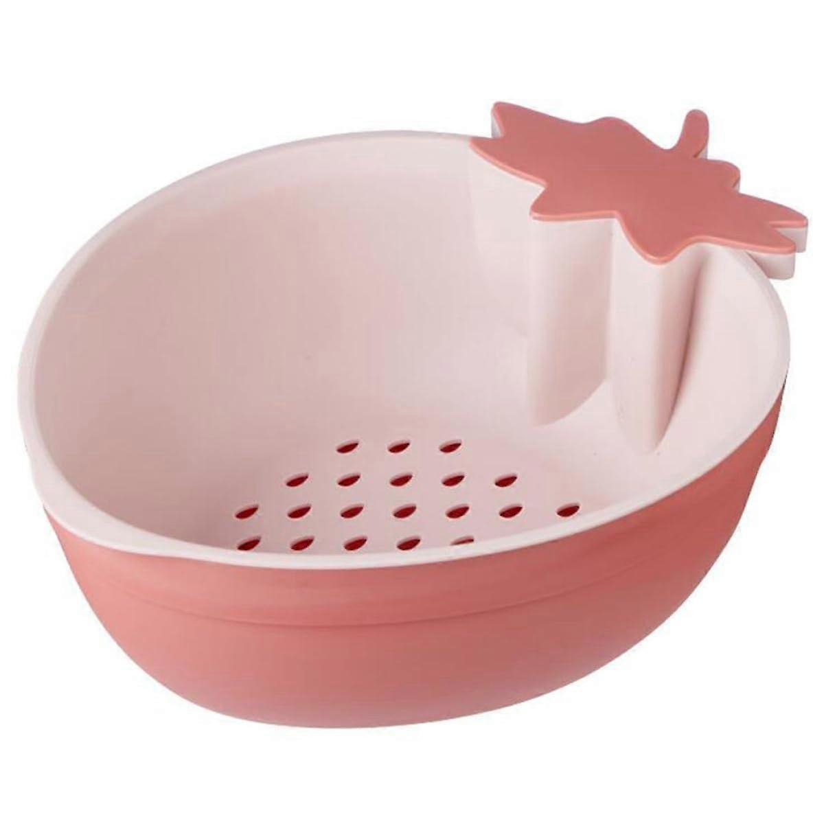 Double Layer Kitchen Colander Basket Fruit and Vegetable Strainer Jujube Red Fast Wash Design