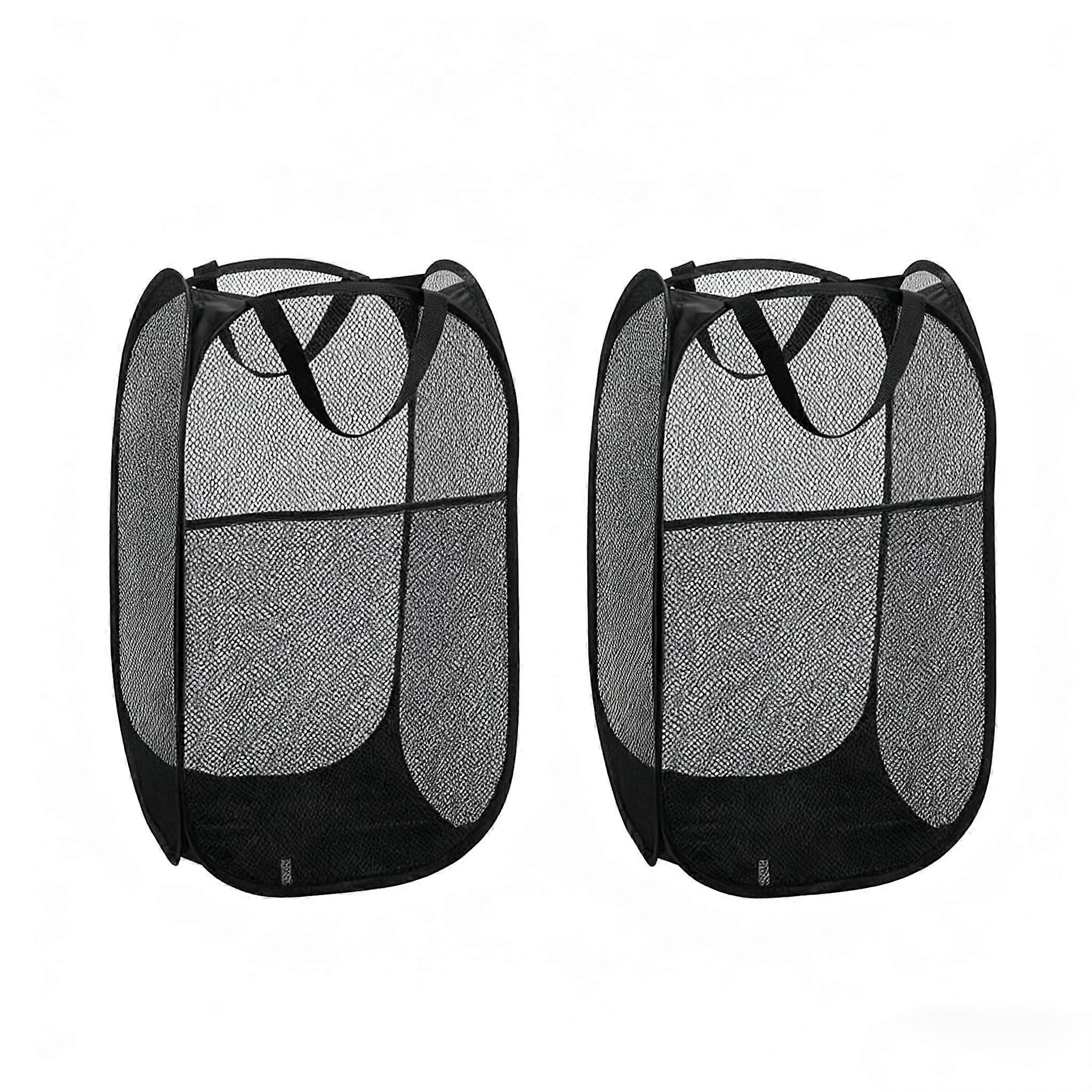 2PCS Mesh Laundry Hamper Foldable Collapsible Basket for Clothes Travel Storage Breathable Durable Ref:3027
