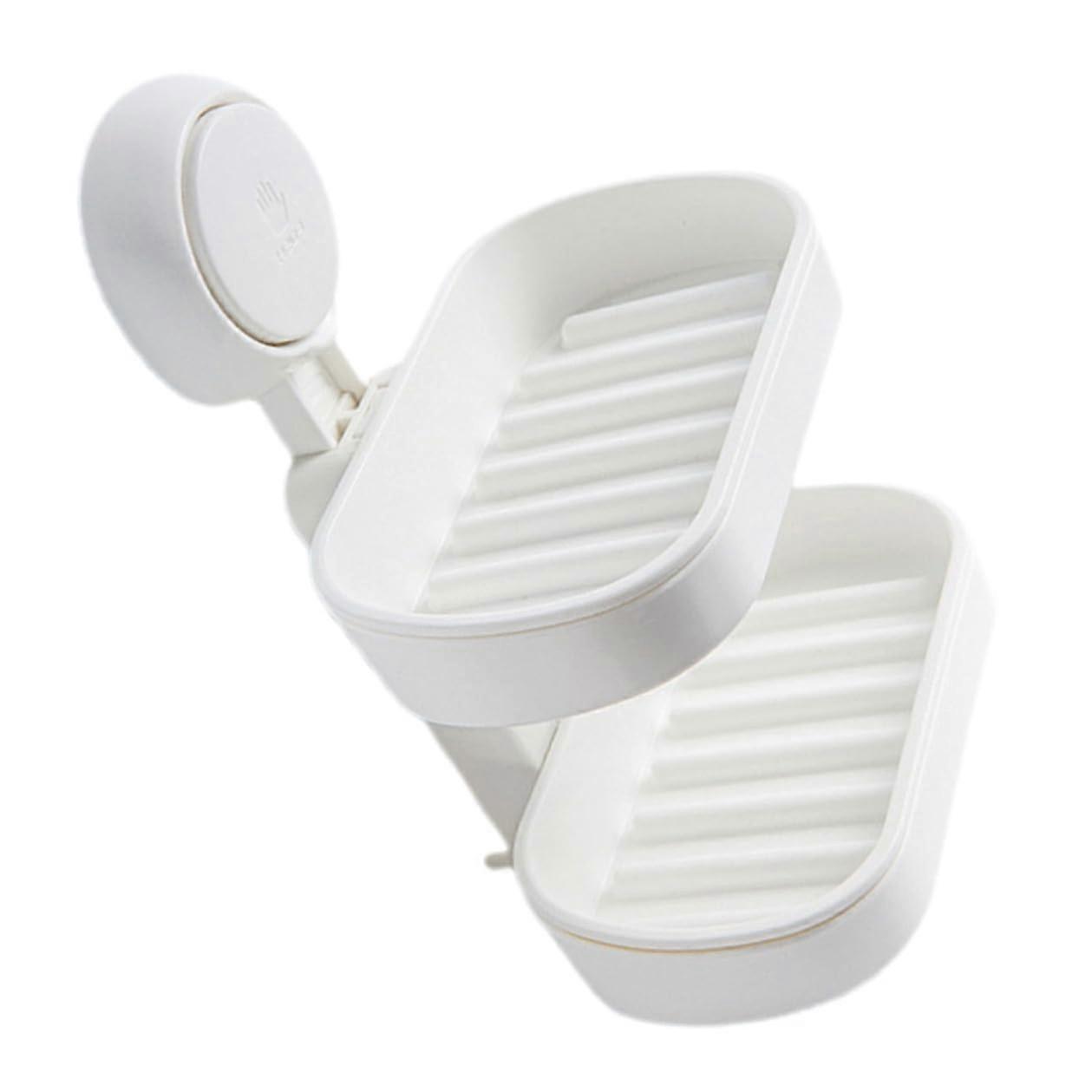 Wall Mounted Soap Dish with Suction Cup, Self Draining NoDrill Shower Soap Holder ABS 2Layer