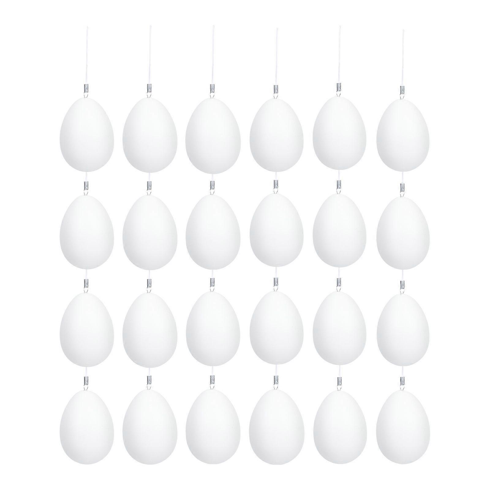 24pcs Easter Egg Decors Easter Party DIY Hand-painted Eggs Pendent Hanging Decor