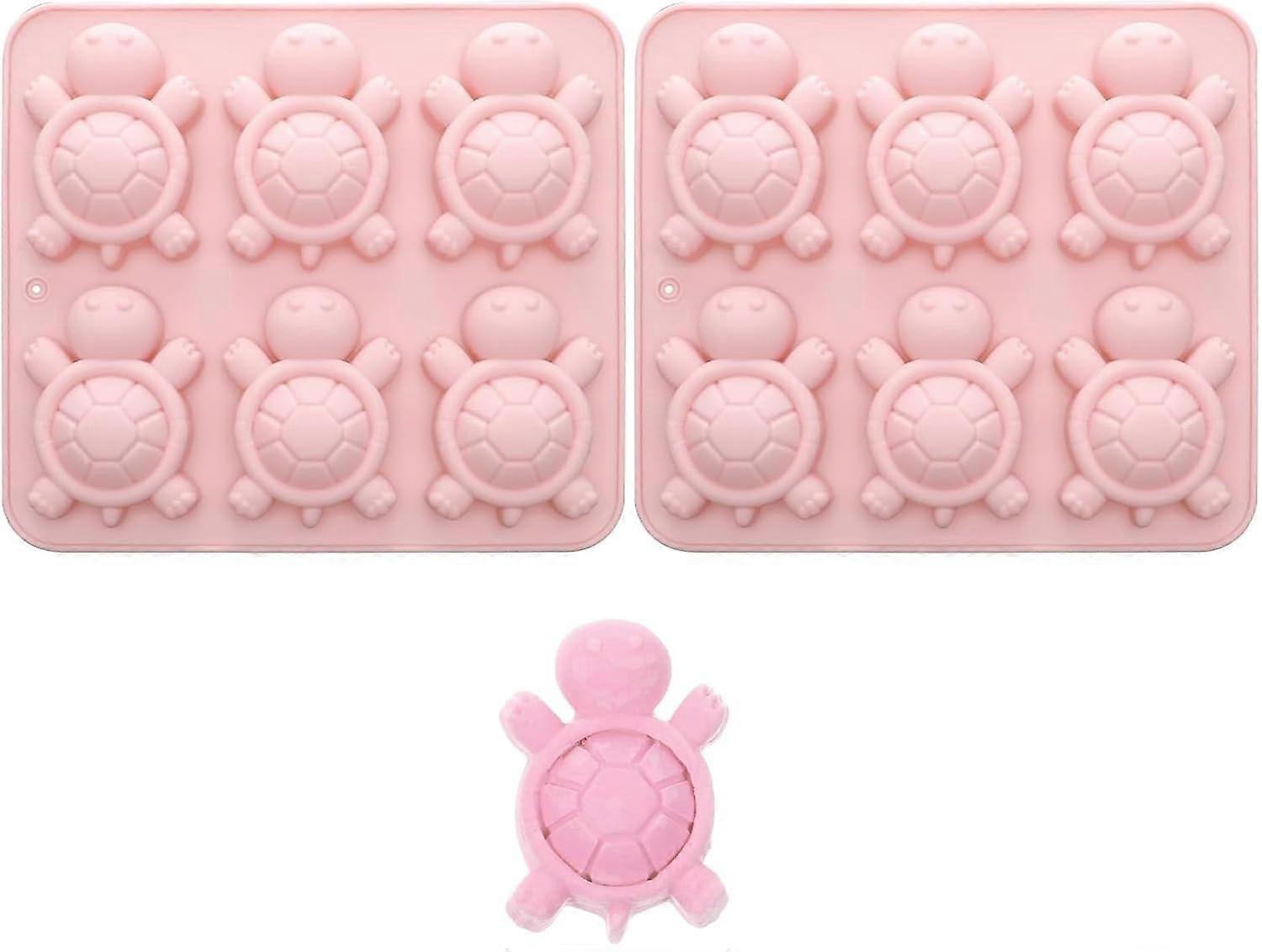 Silicone Baking Molds 2 Pack Pink Turtle Chocolate Mold Nonstick Easy Release Oven Freezer Safe