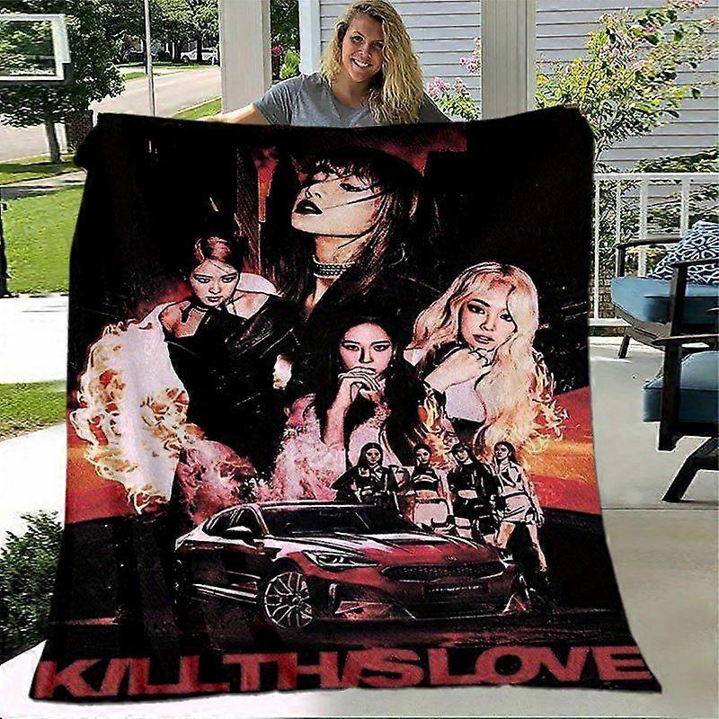 BLACKPINK RetroInspired Themed Soft Flannel Blanket