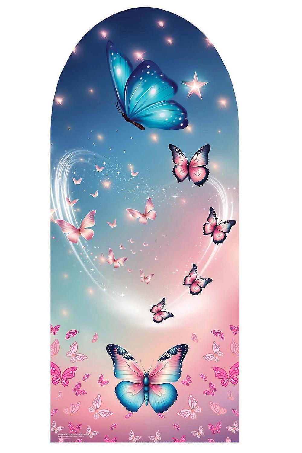 Butterfly Pink and Blue Cardboard Backdrop Party Standee