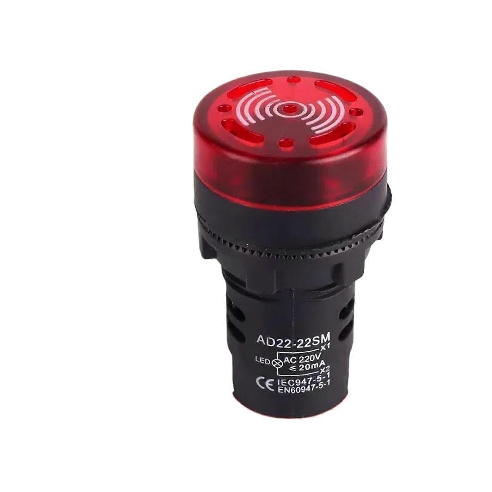 Industrial Warning Buzzer with Bright LED Flash and Loud Alarm, Multi Voltage 220V Panel Mount