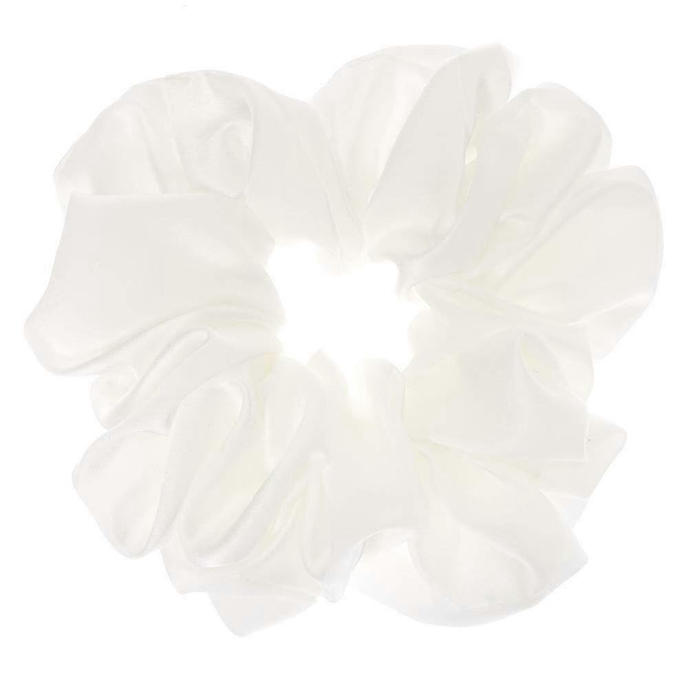 Giant White Satin Hair Scrunchie with Oversized Volume Boost and Secure Elastic Hold