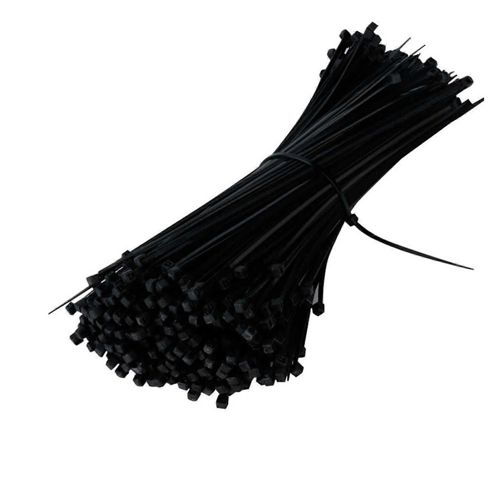Black Nylon Cable Ties 3x200mm 100pcs with Secure SelfLocking Head for Indoor Outdoor Use