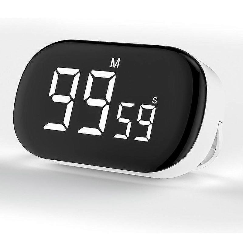 (White) Magnetic Kitchen Timer with Large LCD Display, Digital Kitchen Timers, Magnetic Countdown Timer, Digital Timer 3 Adjustable Volume