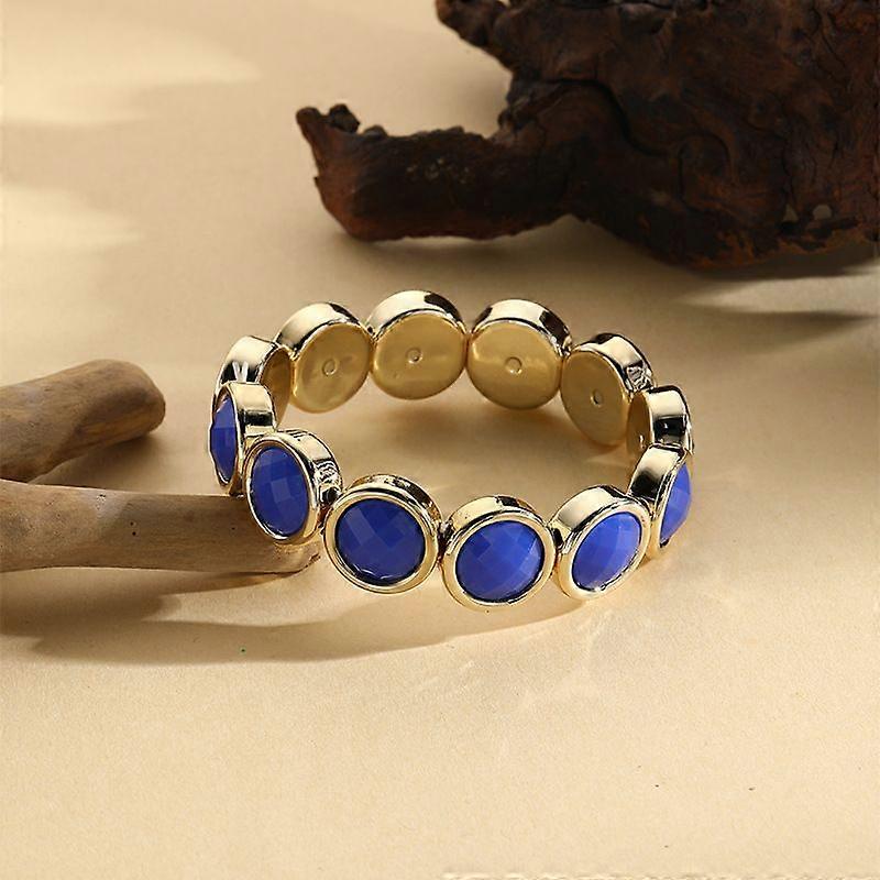 Acrylic Flat Round Bangles Golden Blue Inner Diameter: 2-3/8 inch(6cm)