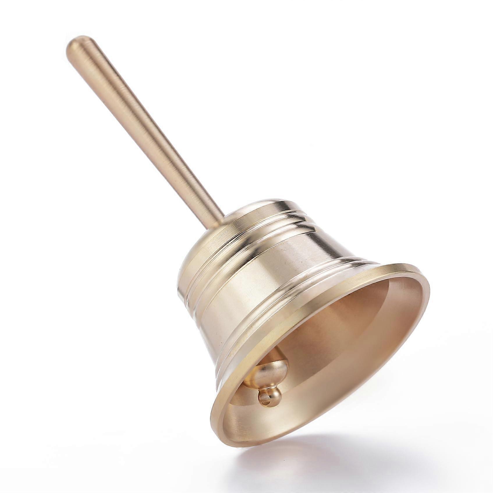 Small Solid Brass Hand Call Bell with Loud Chime for Seniors, Classroom, Reception and Events