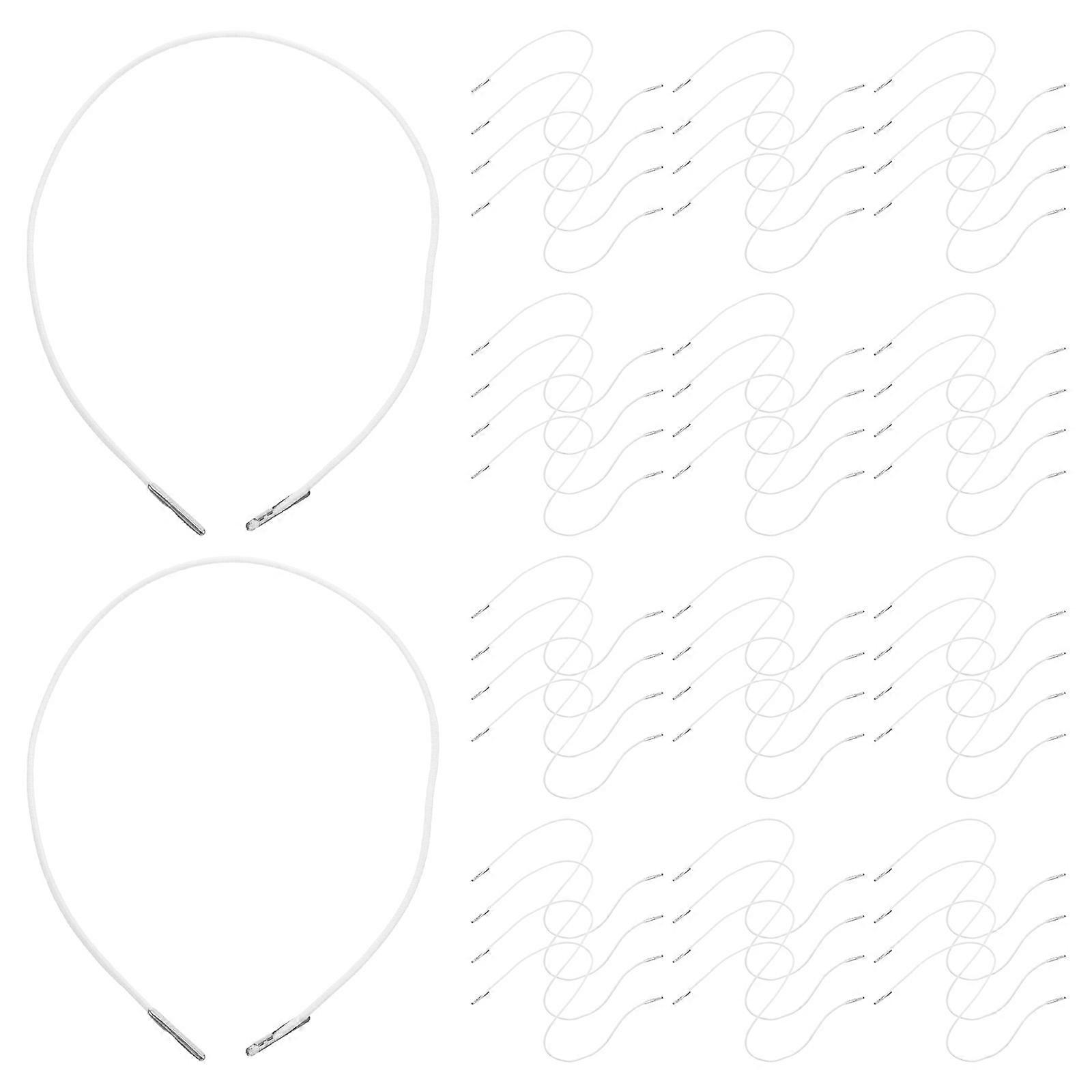 Elastic Barbed White Cord for Craft 50Pcs Metal Hooks Durable Stretch