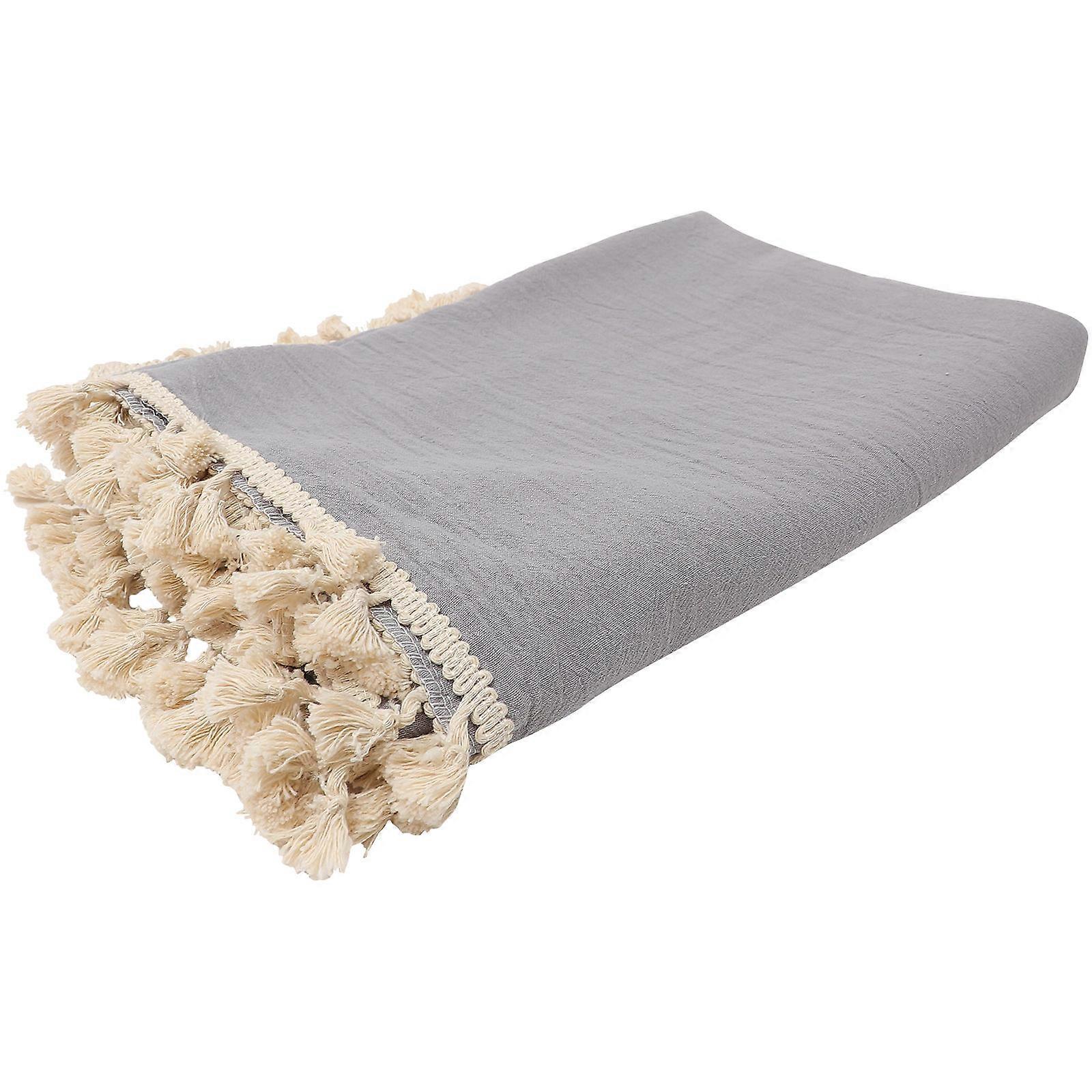 Decorative Tablecloth Fringed Design for Dining Room 1 Piece Light Grey