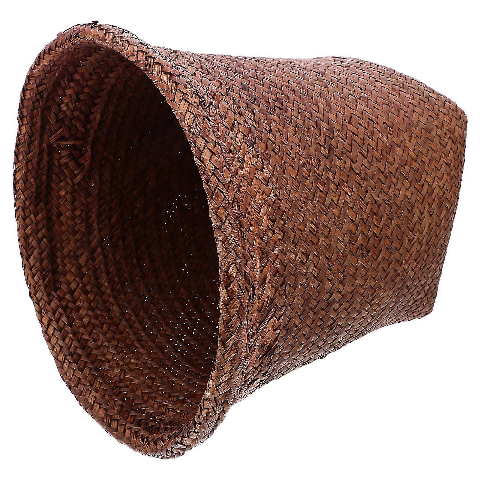 Straw Woven Wastebasket 1Pcs for Storage Use Coffee Practical Trash Can