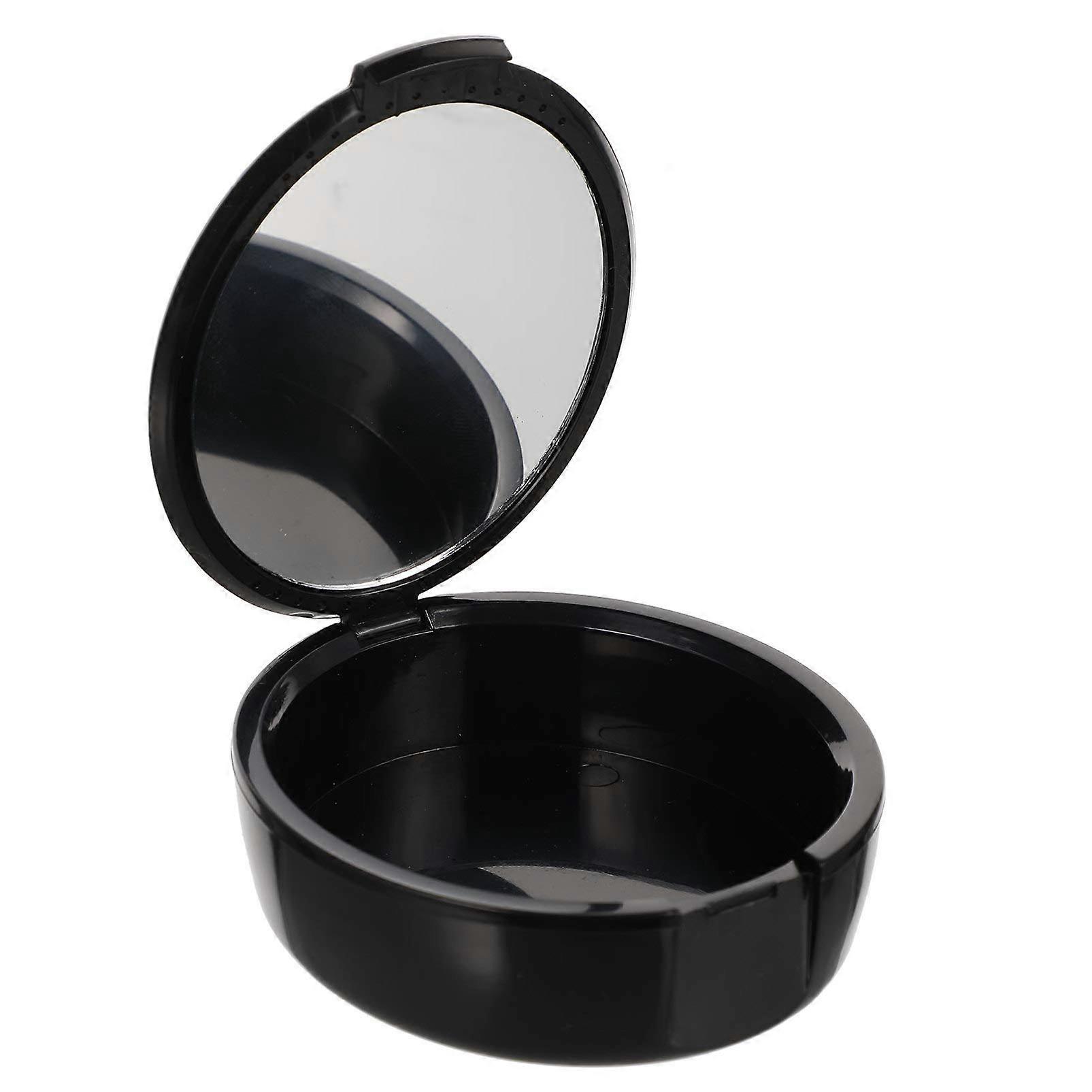 Denture Case 2 Pcs Set with Secure Snap Closure, Lightweight Durable Retainer Box for Travel Black