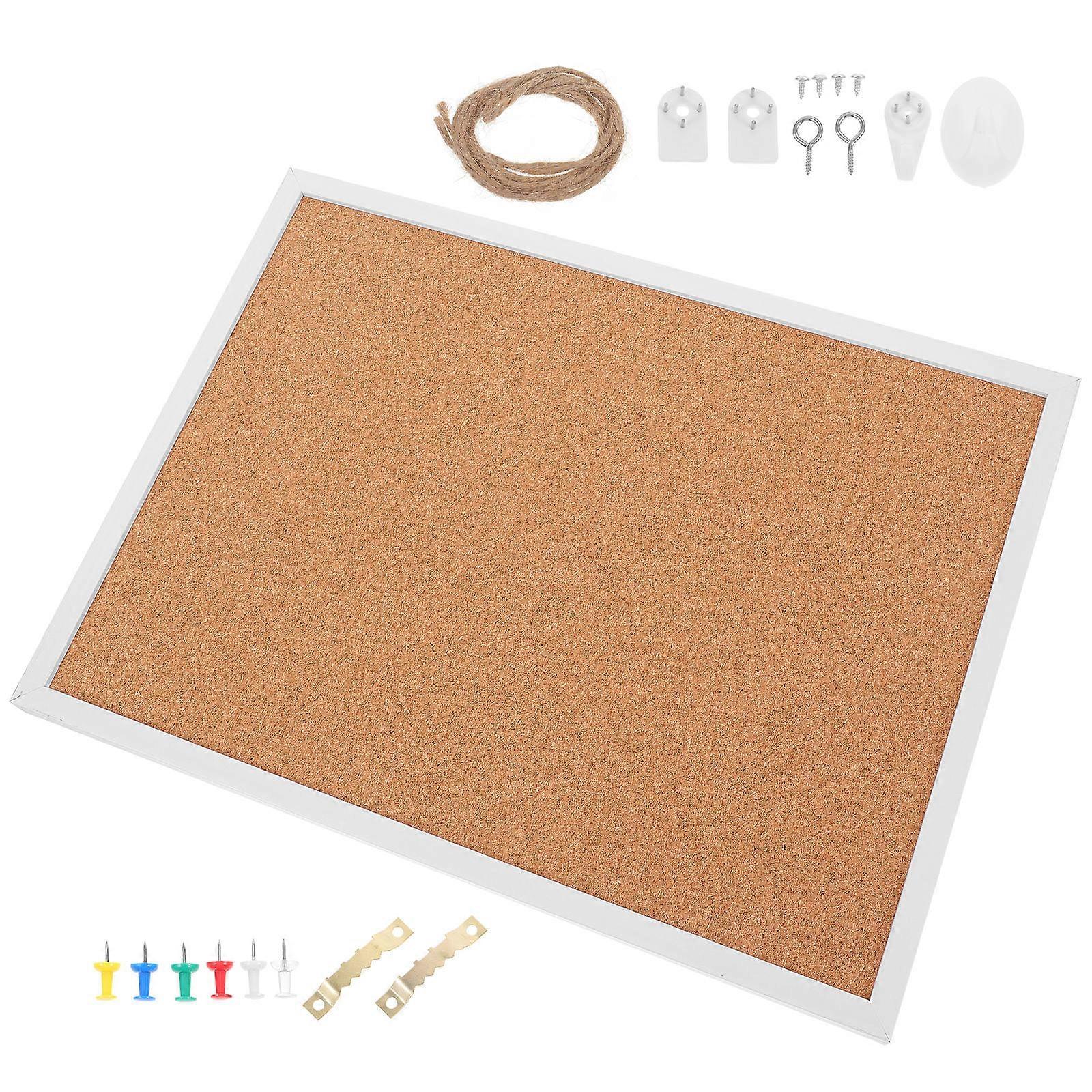 Framed Cork Board Small Bulletin Board for Notes 4Sets Khaki Wood