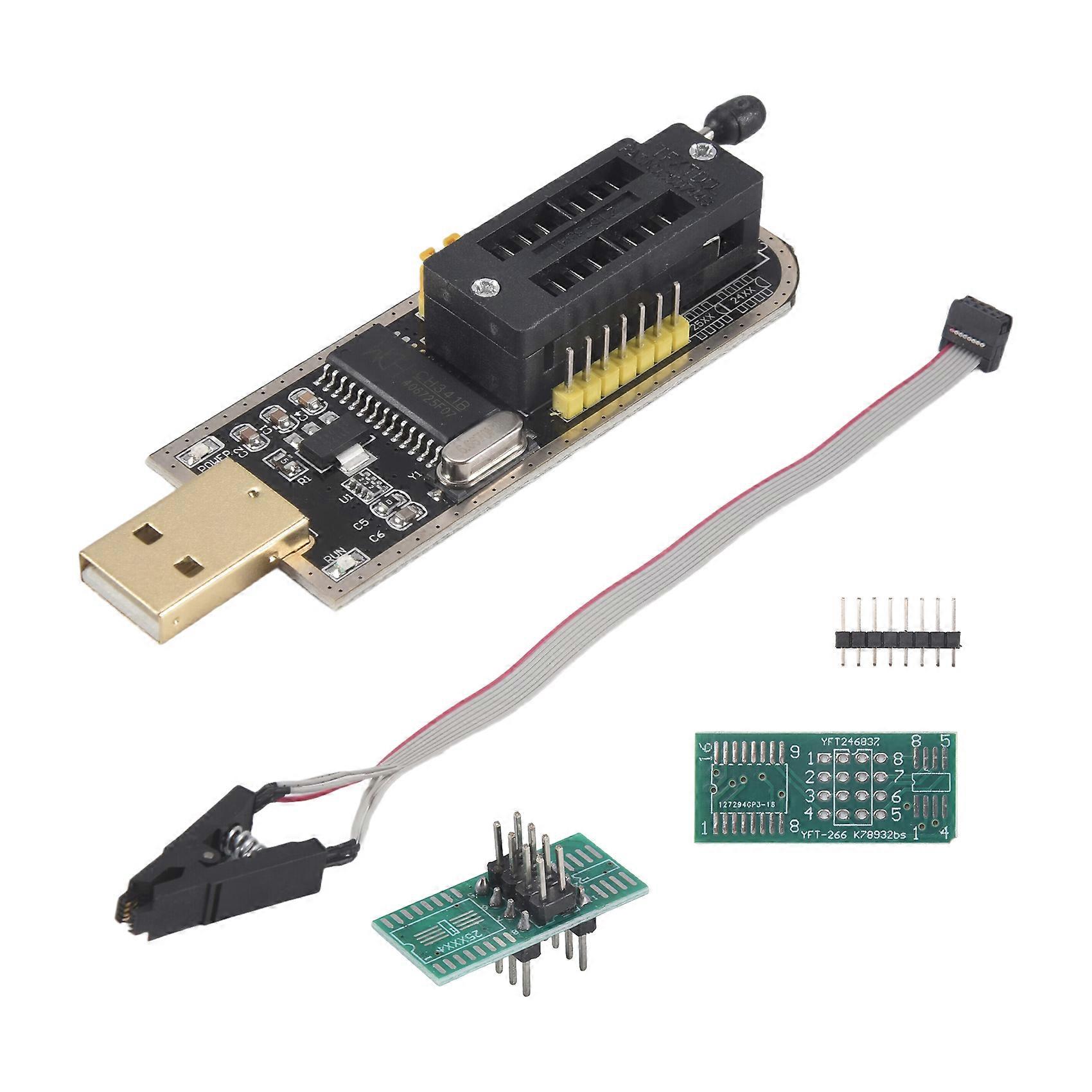 Módulo programador USB de BIOS Flash EEPROM serie CH341A 24 25 + clip de prueba