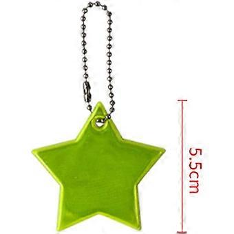 Reflecterende veiligheidshanger, 12 stuks reflecterende veiligheidsfolie in de vorm van een ster voor kinderen, stervormige sleutelhanger, reflecterend PVC
