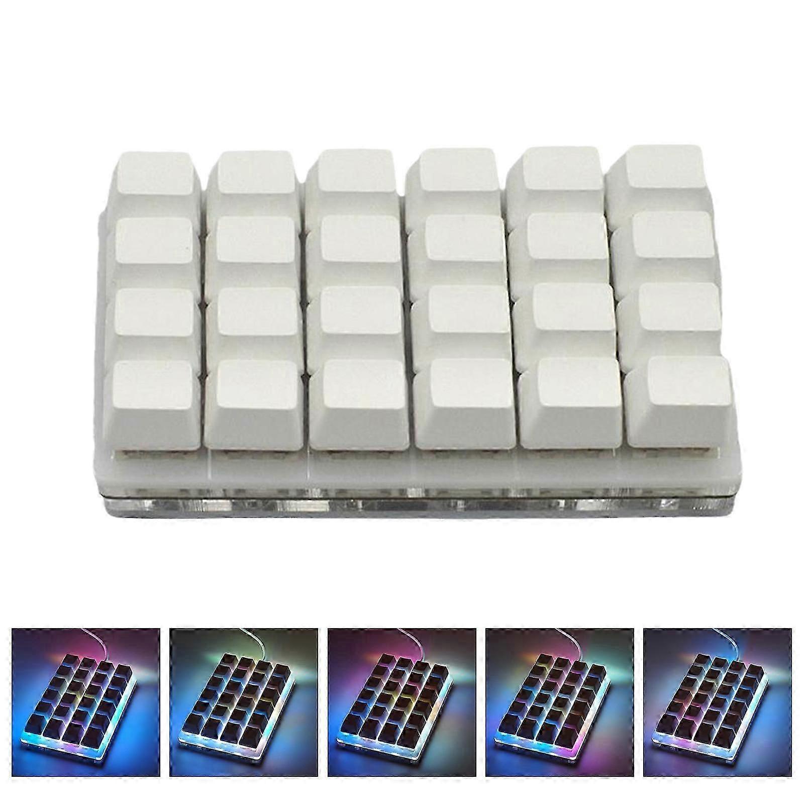 Programmable 24-key self-assembly keyboard, custom macros, plug & play, integrated memory, compatible with multiple operating systems