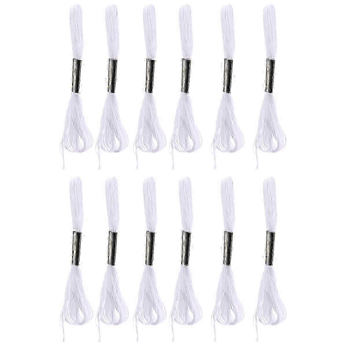 12x White Anchor needle Cotton Embroidery Thread Floss