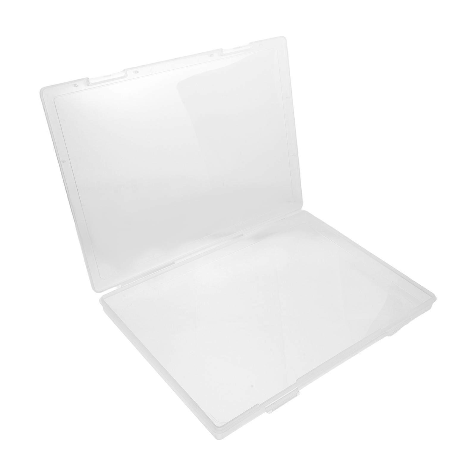 Rectangular Plastic Storage Box With Flip Lid Transparent Multi Purpose Organizer For A4 Papers Craft Office Supplies