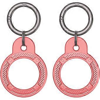 Schutzhülle für AirTags Finder Anti-Scratch Schutzhülle mit Schlüsselanhänger Kompatibel mit AirTags 2021 (2er Pack Rosa)