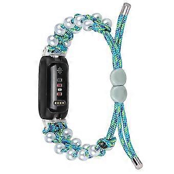 Fitbit Inspire 3 Pearl Decor Justerbart Flätat Rep Armband - Regnbåge