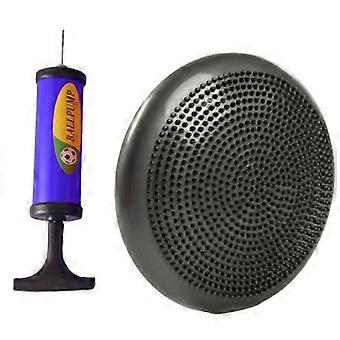 34cm Grey Inflated Stability Wobble Cushion Thick Core Balance-Disc Wiggle Seat with  Random Color Air Inflator for Enhancing Strength Pain Relieving