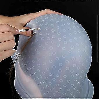 Reusable Silicone Hair Coloring Highlighting Cap Hair Dyeing Cap with Metal Hook
