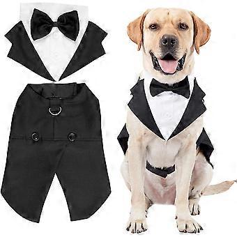 Formal Dog Tuxedo Bandana, Dog Wedding Bandana with Neck Tie Designs, Black Collar