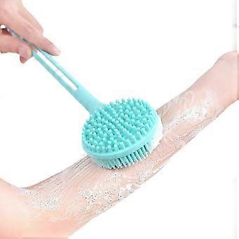 Double-Sided Shower Body Brush Silicone Long Handle Bathroom Wash Brush Bathing Massage Back Body E