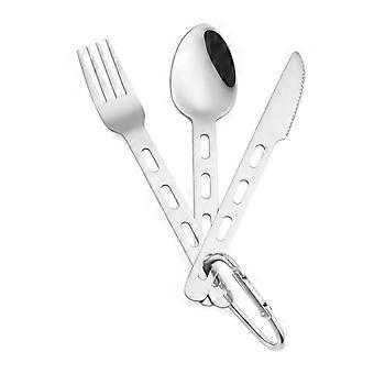 3 Sets Camping Utensil Set Stainless Steel Fork Spoon Knife Durable Easy Clean for Outdoor Travel