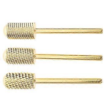 Tungsten Steel Nail Drill Bits 3Pcs Golden Manicure Bits for Home Use