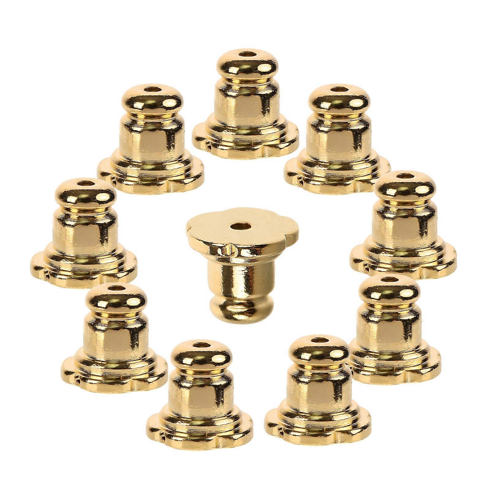 Electroplate Golden Copper Earring Backs Replacement for Studs 10Pcs