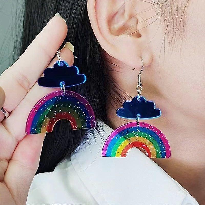 Mirror clouds rainbow acrylic earrings earrings