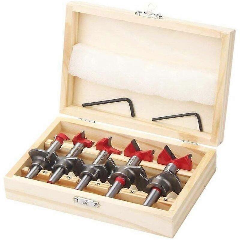 Drill Bit Set 5-Piece 15-35mm Adjustable Positioning With Depth Limiter