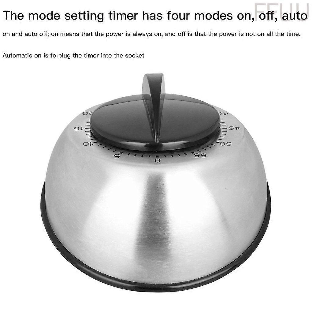 Cooking Timer 60-Minute Kitchen Alarm Clock Clockwise Mechanical Countdown Timer, Stainless Steel