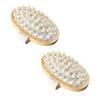 2pcs Bath Brush and Body Scrubber Set with Ergonomic Wooden Handle for Gentle Skin Exfoliation
