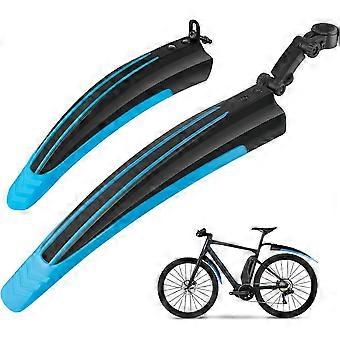 Set di parafanghi portatili regolabili per mountain bike e bici da strada, anteriori e posteriori, colore blu.
