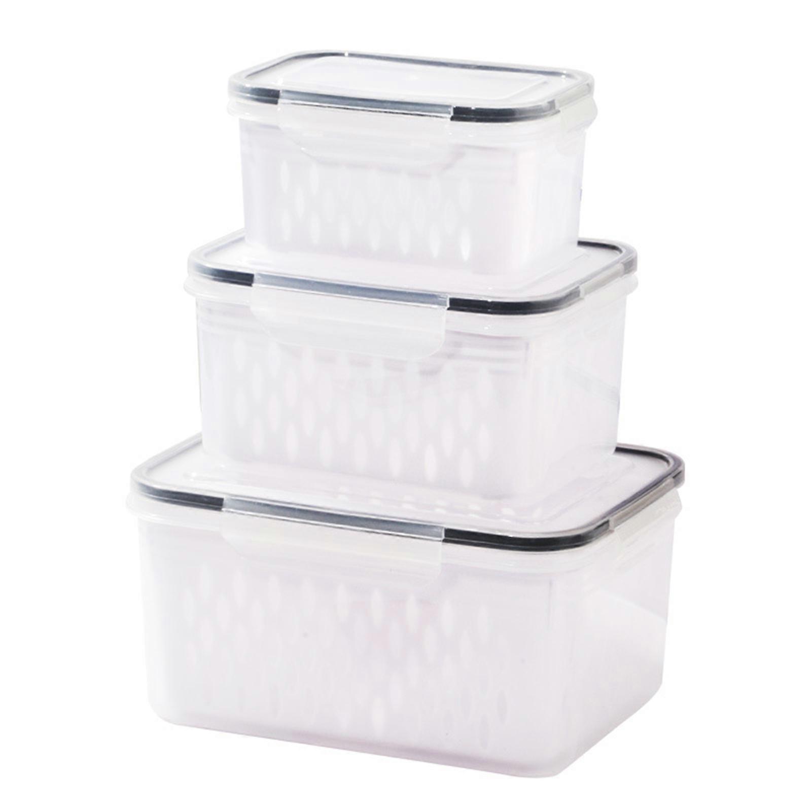 1/3 Pack Transparent Storage Box with Colander for Fruit and Vegetable