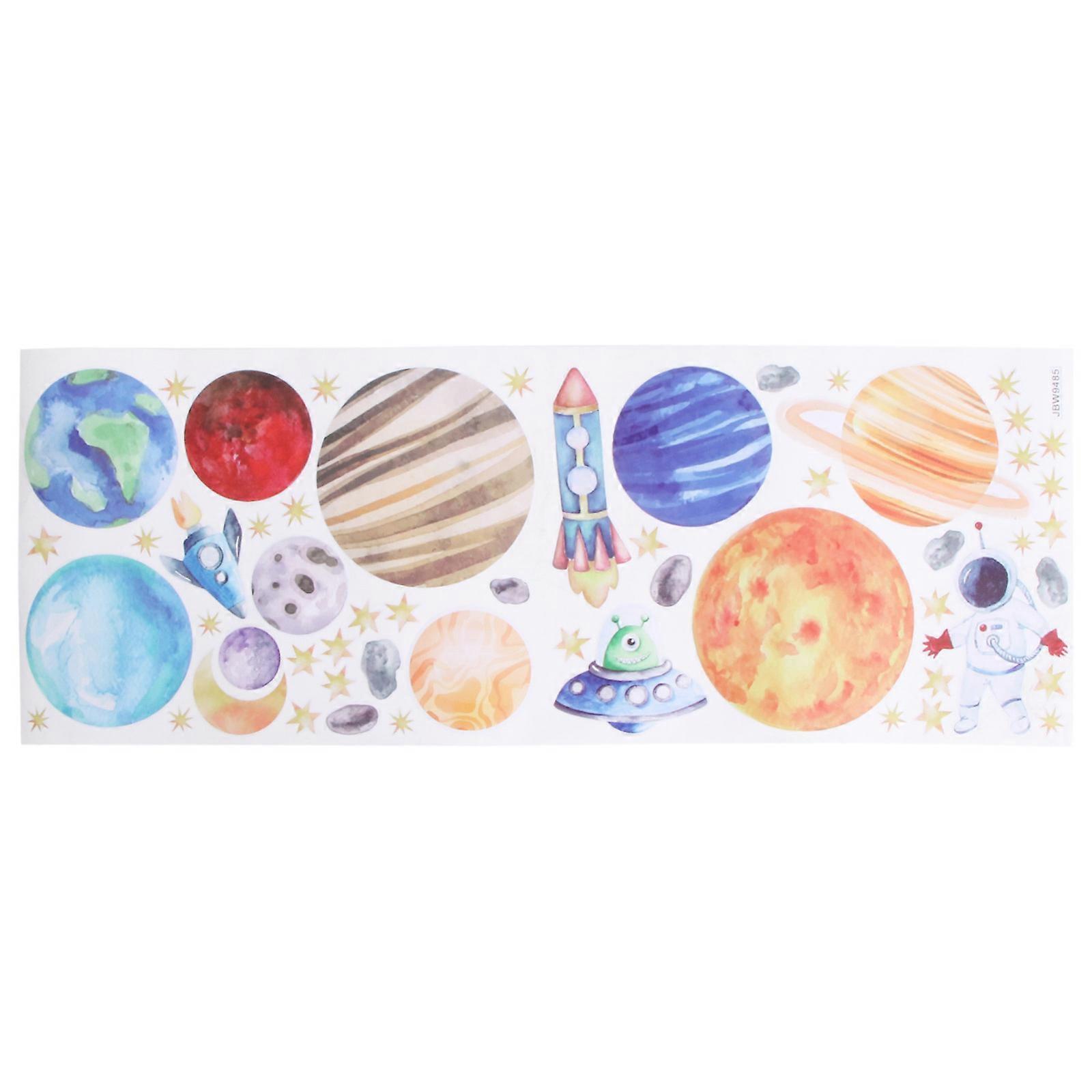 Wall Decals Cartoon Planet Pattern for Decor 1 Sheet Self Adhesive