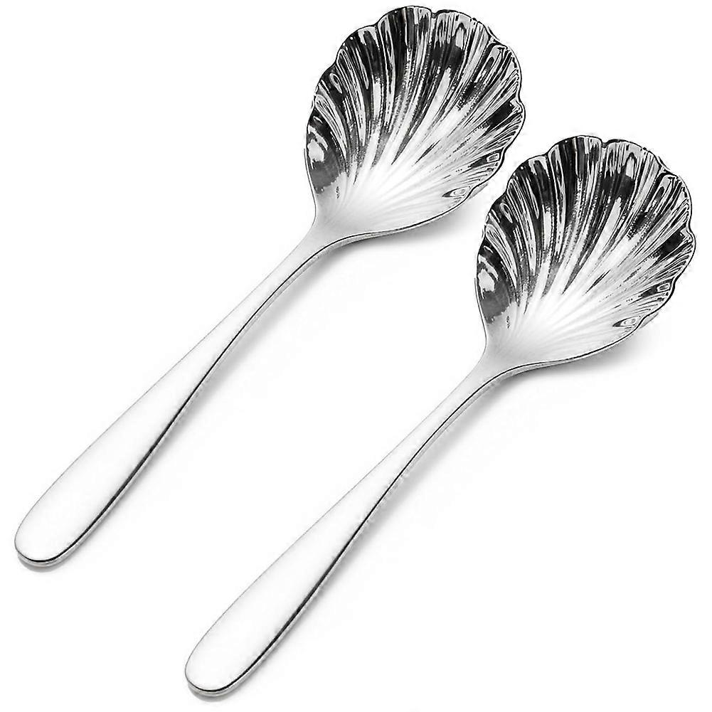 2 Pack 9 Inch Large Shell Serving Spoons, Stainless Steel Spoons for Buffet