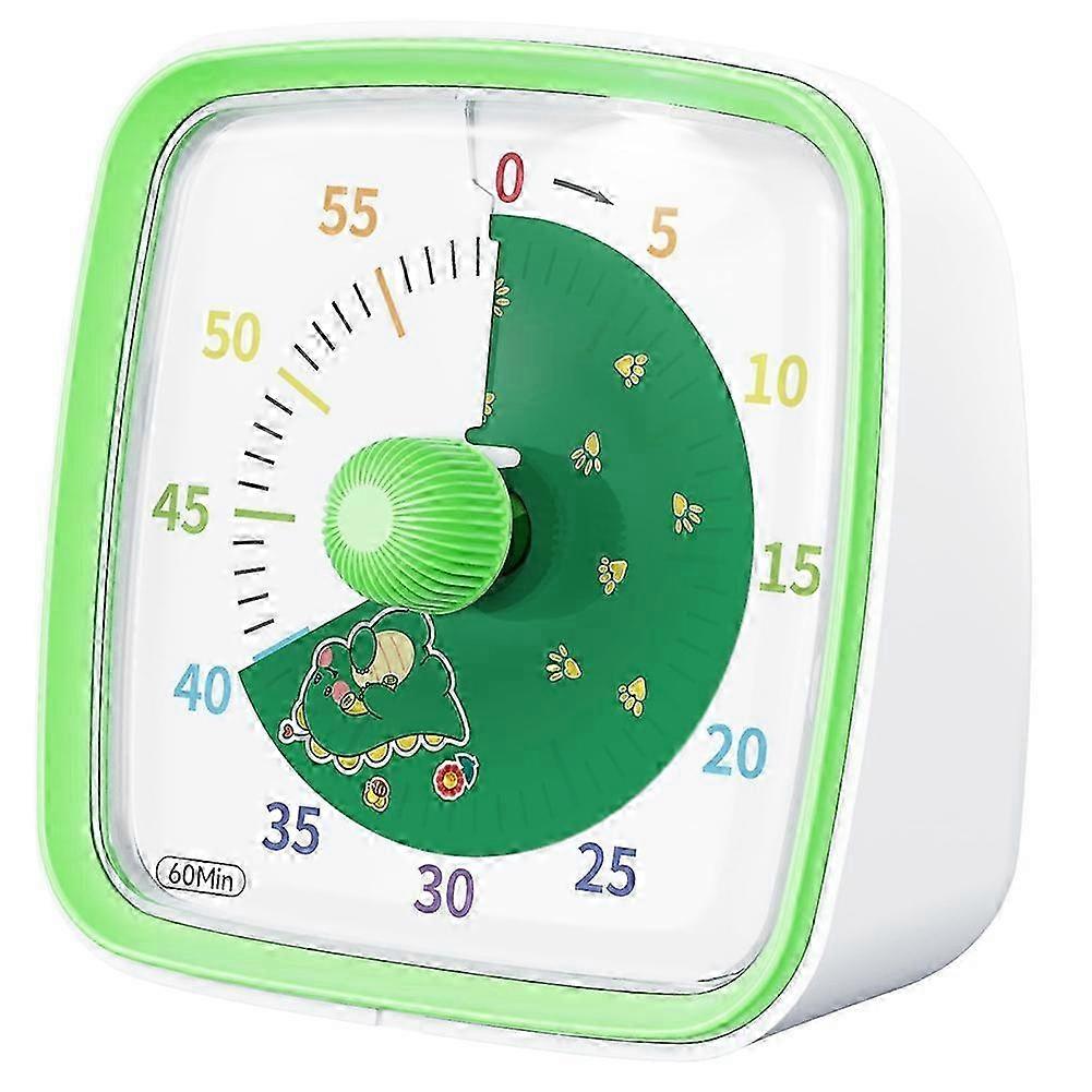 60-minute visual timer with night light, countdown timer, Pomodoro timer function, rainbow pattern, suitable for children and adults, green.