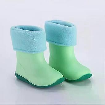 Children's Rubber Rain Boots, Waterproof Non-Slip, Warm with Removable Cotton Liner for Boys and Girls
