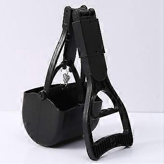 Dog Poop Grabber Pooper Scooper with Long Handle and Large Folding Design for Efficient Pet Waste Cleanup Black