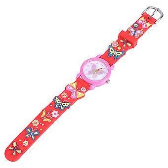 Quartz Watch for Kids Cartoon Patterns for Timekeeping Rosy Color Wristband