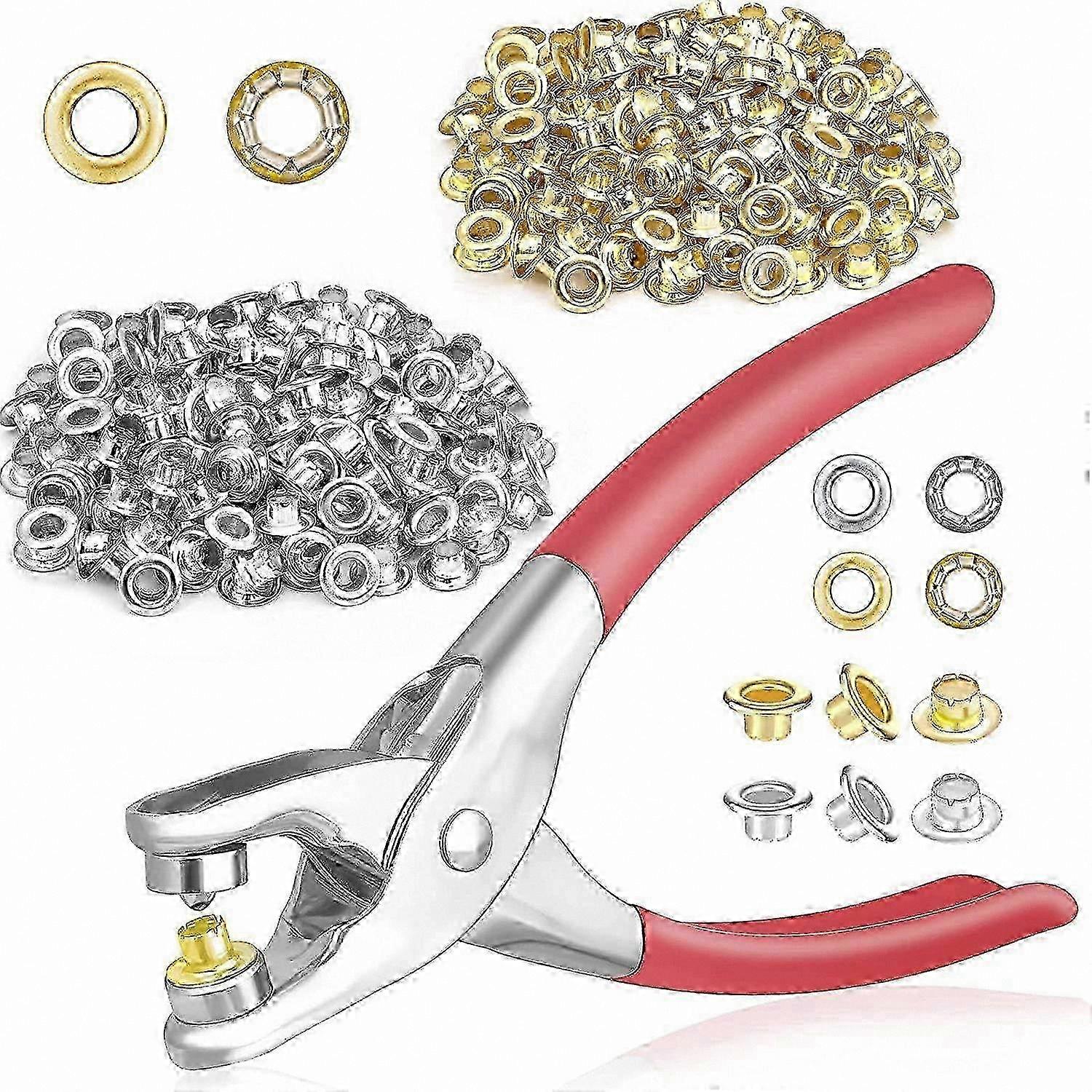 Gold Silver 6mm Self-Backing Eyelet Kit