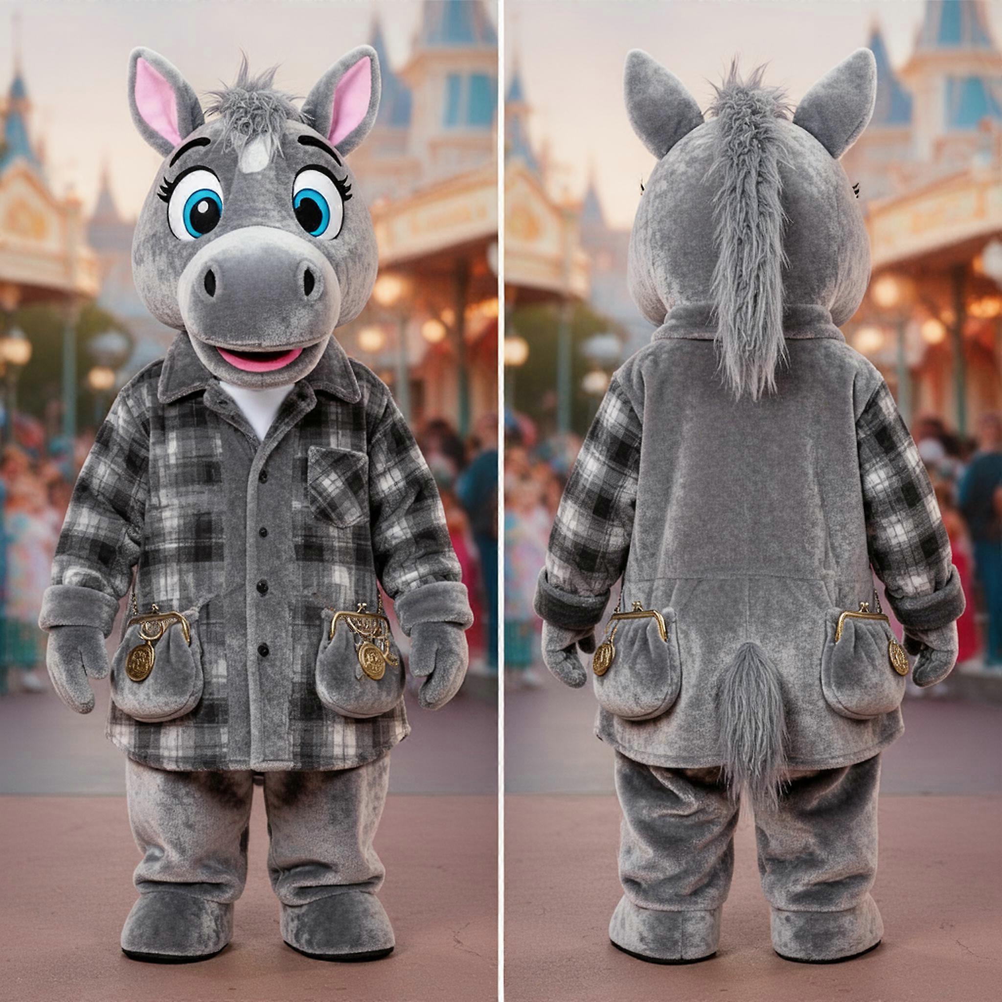 MASTICOT Gray Velvety Horse Mascot