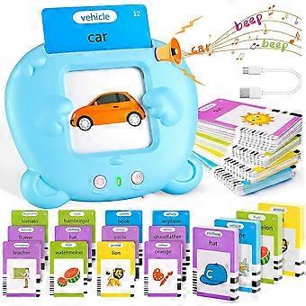 Talking Flash Cards for Kids 3+ with 510 English Words, Montessori Learning Toy for Toddlers, Blue