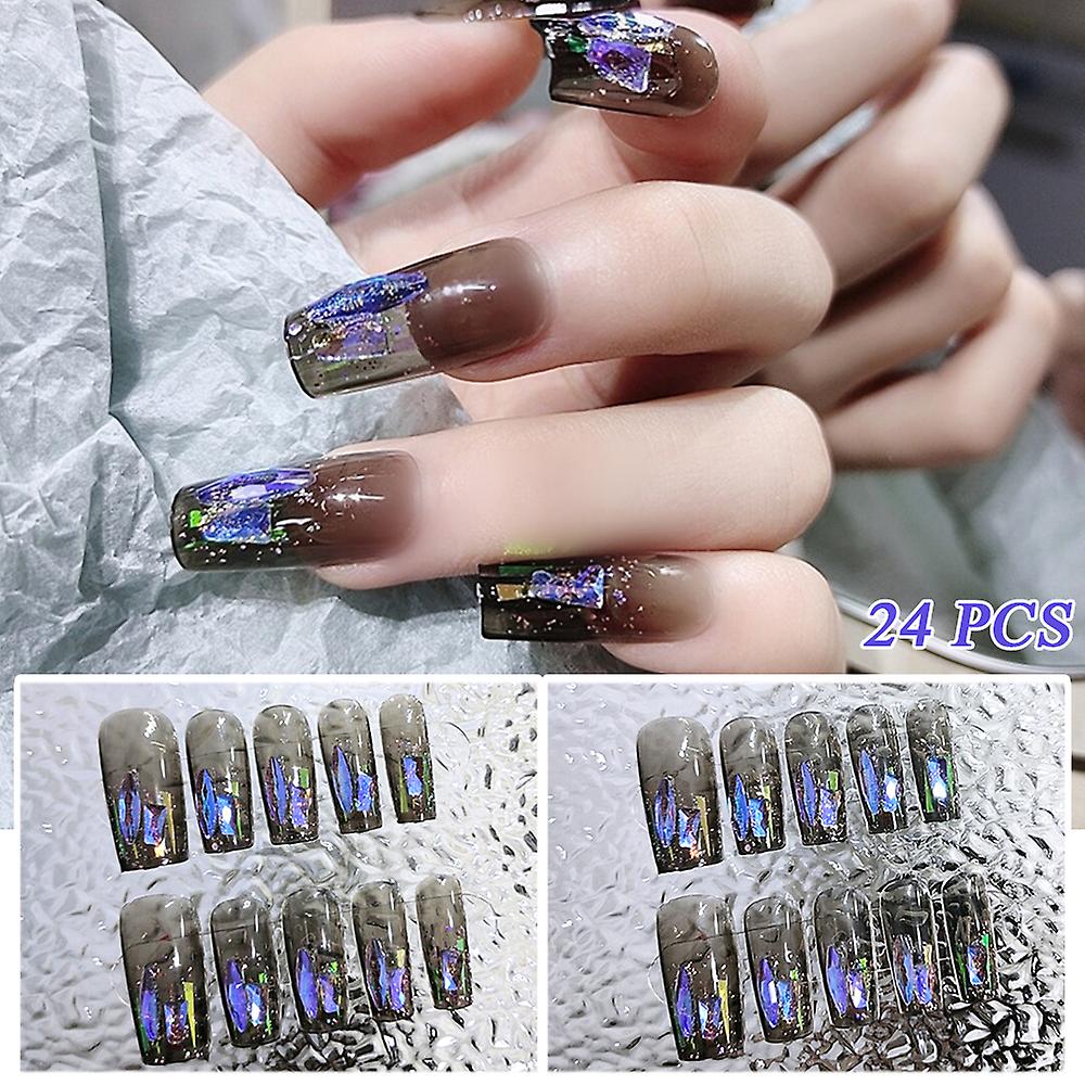 Glittering Black Artificial Nails Charming Easy To Apply False Nails